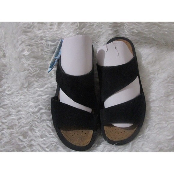 FlyFlot Shoes - New Women FlyFlot black  2-strap slide leather sandals/slippers -  ITALY NWT 38